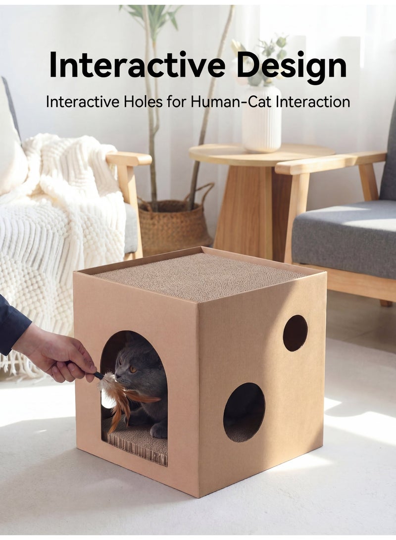 سرير قطة مزدوج الاستخدام للنوم والخدش، صديق للبيئة، سهل التنظيف، خدش بطبقتين، مثالي للأماكن الصغيرة ومنازل القطط المتعددة - Image 3